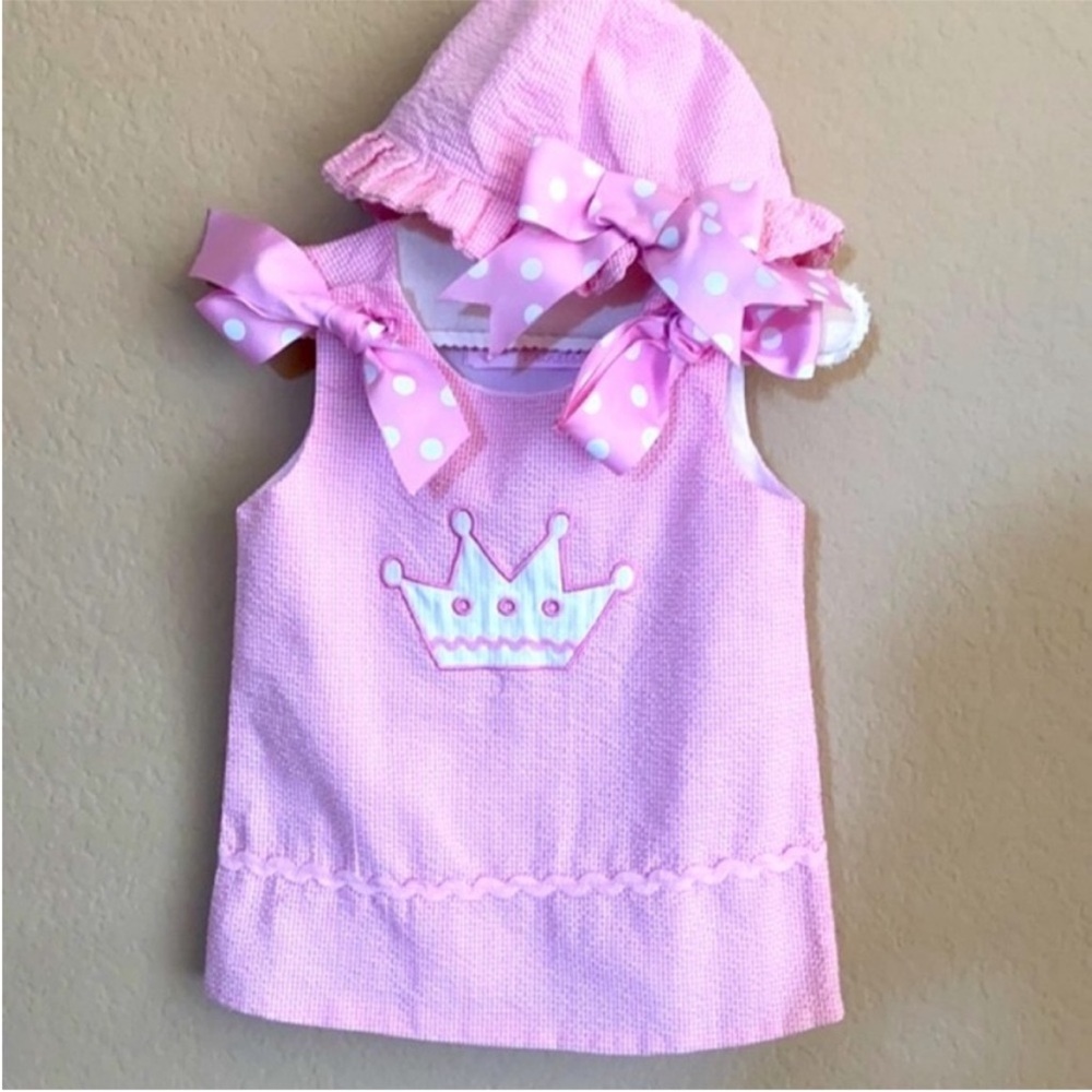 Mudpie Princess Crown Seersucker Sundress & Hat